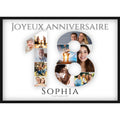 Collage photos 18ème anniversaire – Poster personnalisé avec photos & prénom | Cadeau pour 18ème anniversaire